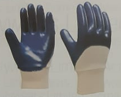 Nitrile Half Coated Gloves with Knitted Wrist  Quality: Light / Medium / Heavy Size: S/M/L Colour:Blue Coating