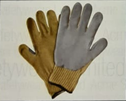Kevlar Gloves with Leather (Kevlar is the TM Of DuPont)   Quality: Light / Medium / Heavy Size: S/M/L Colour: Natural  Yellow