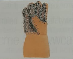 Heat Resistant Leather Gloves  Stiched with Kevlar Thread with Chain  Temperature 300 to 600 C  Size: 30 to 42 CM